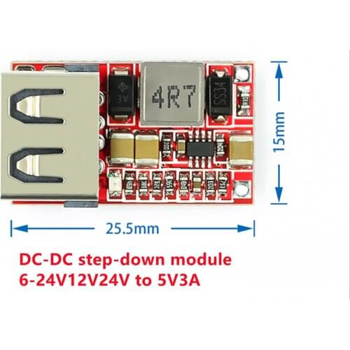 Efficiency 97.5% DC-DC step-down module 6-24V12V24V to 5V3A car USB mobile phone charger