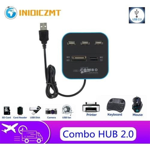 INIOICZMT USB Hub 2.0 3 Ports TF Micro SD Card Reader Slot USB Combo Multi All In One USB Splitter Cables For Laptop Macbook