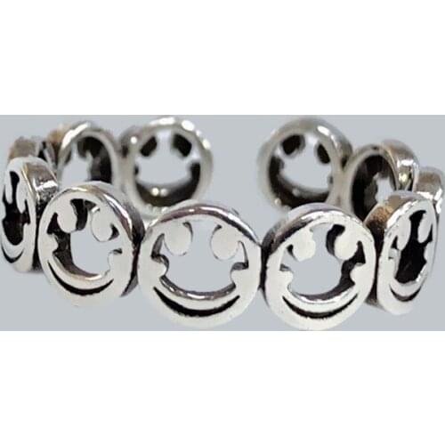 Trendy Metal Happy Smiling Face Open Rings for Women Punk Hip Hop Adjustable Ring Fashion Jewelry Best Gift