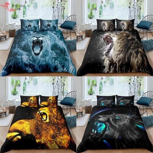 Roaring Lion Bedding Set Animal Duvet Cover 2/3pcs Bedclothes Quilt/Comforter Covers King Queen Twin Size Bed Cover 90/135/150