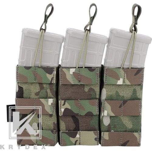 KRYDEX Modular Triple Open Top Magazine Pouch Multicam Tactical 5.56 .223 4 Colors Optional Military Shooting MOLLE Mag Carrier