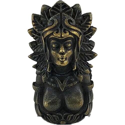 Outdoors DIY Tools EDC Brass Mayan Goddess Knife Beads Lanyard Pendants Key Rings Accessories