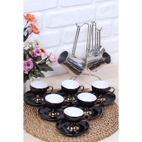 DESIGN 12 pieces LUX coffee cup set black design cup set coffee cup white tea cups 6 person Coffee Cups mug mugs espresso cup