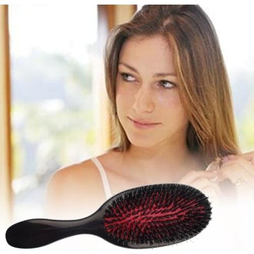 Oval Boar Bristle Nylon Hair Comb Mini Anti-static Head Scalp Massage Comb Hairbrush Salon Hair Brush Styling Tool