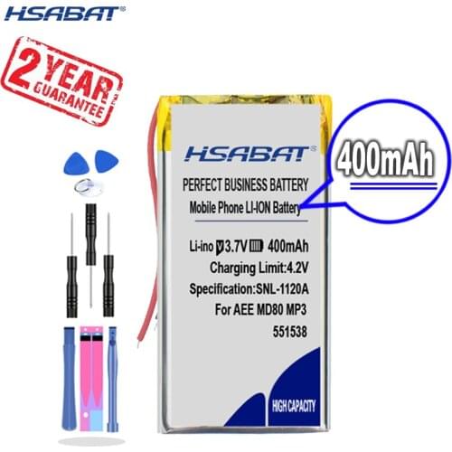 New Arrival [ HSABAT ] 400mAh 551538 Replacement Battery for AEE MD80 MP3 551538 headset