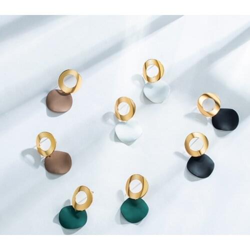 New Korean Acrylic Statement Dangle Earrings For Women Fashion Geometric Earrings Round Drop Dangle Earrings 2020 Female Jewelry