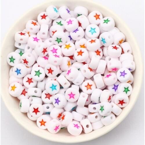 Wholesale 4*7mm Mixed Acrylic Star Beads Round Flat Loose Spacer Beads For Jewelry Making DIY Crafts Scrapbooking Decoration