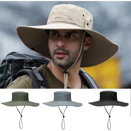 2021 Fashion Summer Bucket Hat Cowboy Men Outdoor Fishing Hiking Beach Hats Mesh Breathable Anti UV Sun Cap Large Wide Brim