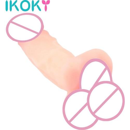 IKOKY Realistic Dildo Female Masturbation Vaginal Sex Super Soft Enlarge Sleeve Dildo Sex Toys for Woman Man Gay