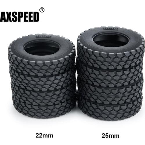 AXSPEED 22mm/25mm Width Black Rubber Tyres Wheel Tires for Tamiya 1:14 RC Trailer Tractor Truck Upgrade Parts