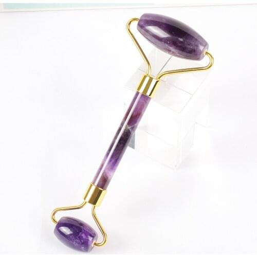 Amethyst Face Roller Natural Stone Crystal Mineral Healing Massager Facial Body Neck Health Skin Care Massage Gua Sha Detox Lift
