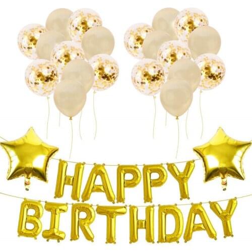 Rose gold golden happy birthday letter balloon party decoration sequin balloon set
