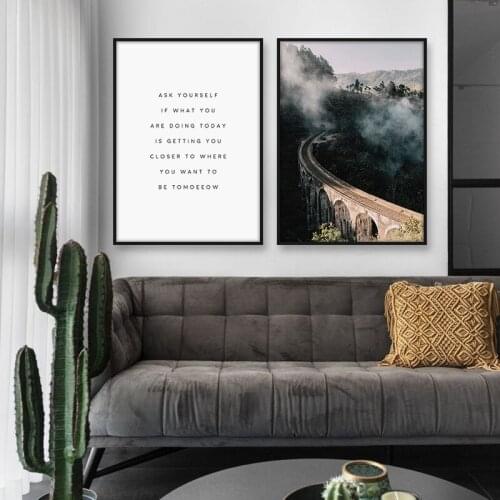 Nordic Arch Bridge Foggy Forest Landscape Wall Art Canvas Painting Posters And Prints Wall Pictures For Living Room Quote Decor
