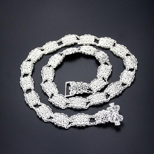 Sunspicems Gold Silver Color Algeria Morocco Belt For Women Wedding Dess Caftan Waist Belt Chain Flower Buckle Body Jewelry 2021