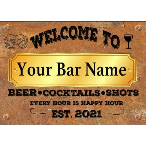 FUNNY PERSONALISED BAR SIGN, METAL TIN SIGN PLAQUE MAN CAVE SHED GARAGE HOME PUB