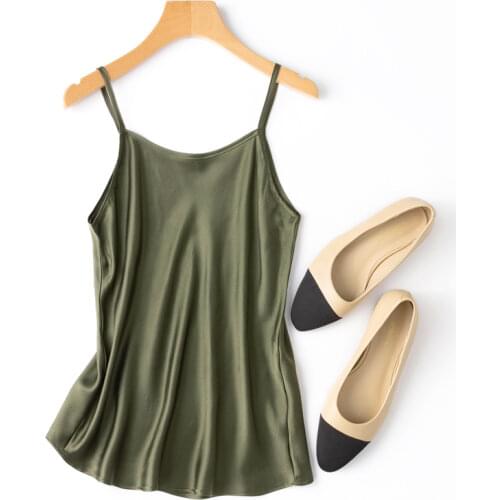 Womens 100% Mulberry Silk Spaghetti Strap Camisole Tank Top Vest Fashion Sleepwear size M L JT018