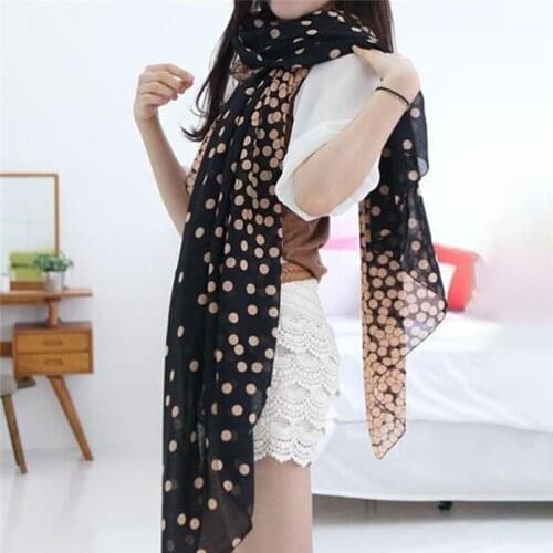 Women Chiffon Shawls Female Pareo Beach Towels Summer Autumn Printed Dots Fashion Muslim Hijab Wrap Cape Scarves