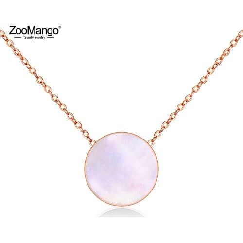 ZooMango Stainless Steel Black Acrylic Short Chokers Necklaces For Women Rose Gold Fashion Chain & Link Pendant Jewelry ZN17057