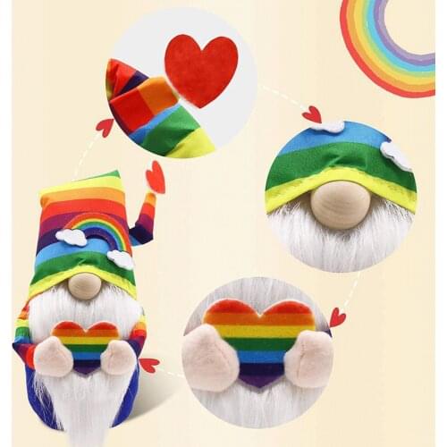 1pcs Rianbow Faceless Doll Toy Forest Old Man Doll Pendant for Home Decoration Rainbow Faceless Doll Figurine Rudolph Plush