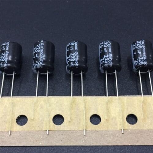 10pcs 220uF 25V Suscon SK Series 8x12mm 25V220uF Aluminum Electrolytic capacitor