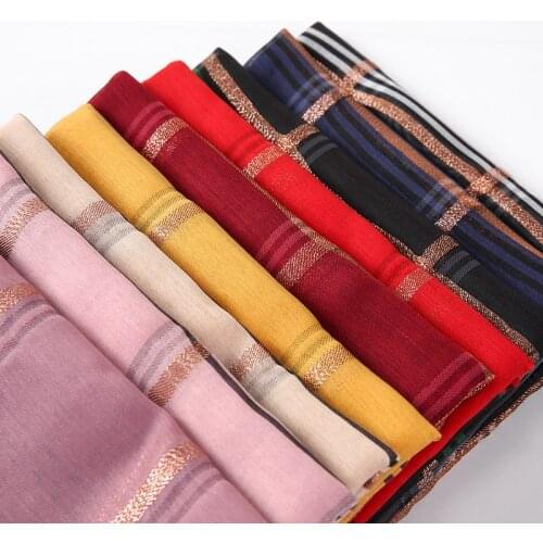 10pc/lot Wholesale Woman Fashion Silk Scarf Hijab Striped Shawl Wrap Luxure Ladies Muslim Fashion Babdana Scarves 190cm*70cm