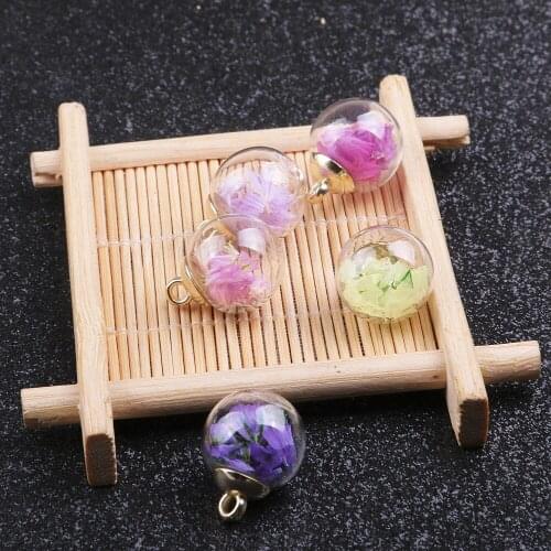 10pcs/pack Popular Fashion Sphere Dry Flower Earrings Pendant Christmas Jewelry DIY Necklace Pendant Jewelry Accessories