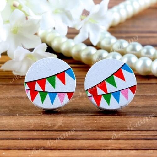 16mm Banner Round High Quality Wood Laser Cut Cabochon to make Rings, Earrings, Bobby pin,Necklaces, Bracelets