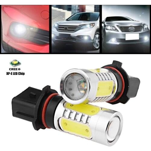 2pcs 11W White P13W PSX26W CREE XP-E Q5 Chip+4COB Car AutomobileLED Driving Fog Light Bulb For 2011-2013 Toyota Highlander