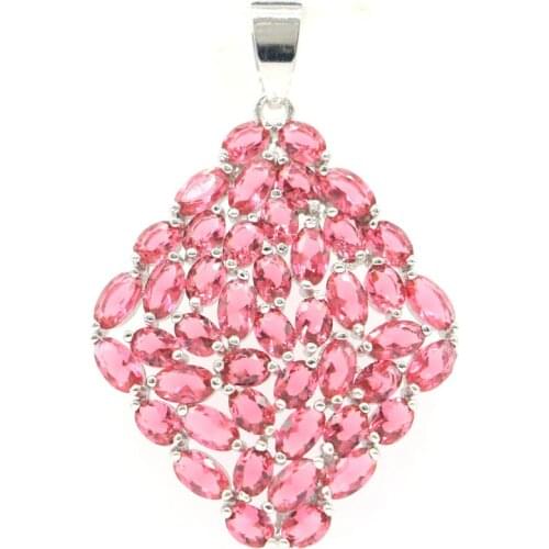 44x30mm Big European Design Big Rhodolite Garnet Green Peridot Women Dating 925 Sterling Silver Pendant Eye Catching