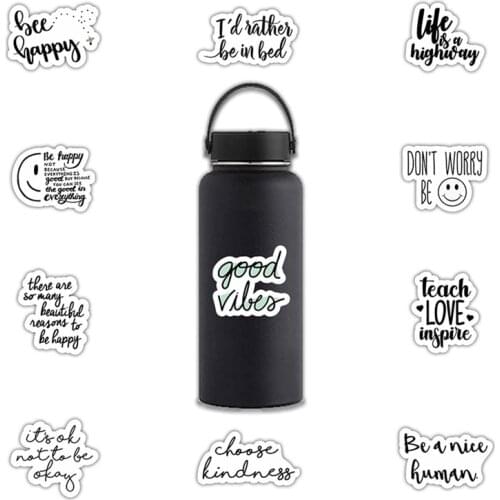 50 Pcs Be Happy Inspirational Quotes Stickers Laptop Sticker Decal For Computer Notebook Water Bottle Moto Decoration Stickers