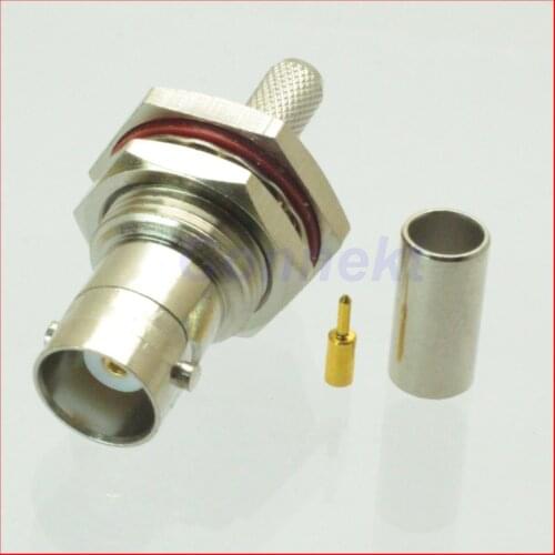 50pcs/lot BNC female nut bulkhead deck crimp RG58 RG142 LMR195 RG400 RF connector