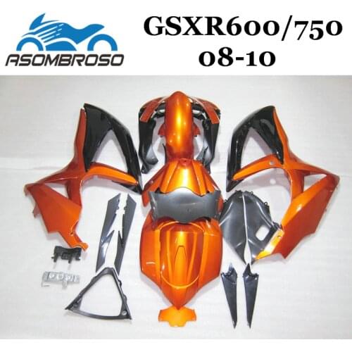 Free custom Injection Fairing kit for Suzuki 2010 2009 2008 GSXR750 K8 GSXR600 GSX R600 08 09 10 red gold aftermarket Fairings
