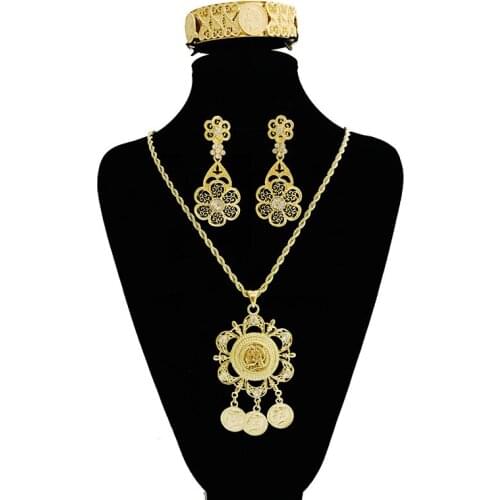 Big Napoleon Coin Pendant Necklaces Earring Bracelet Gold Color Jewelry Set Africa Arab Coins Metal Jewelry Gifts