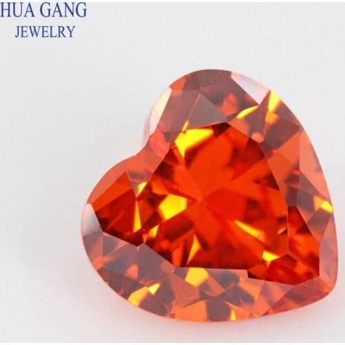 5A Orange Heart Shape Cubic Zirconia Brilliant Cut Loose CZ Stone Synthetic Gems Beads For Jewelry 2x2-16x16mm Free Shipping