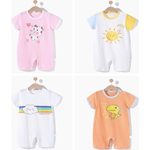 Baby Rompers Toddler Boys Girls Short Sleeve Jumpsuit Kids Cute Cotton Playsuit Infant Soft Clothes Newborn Baby Outfits For 0-2