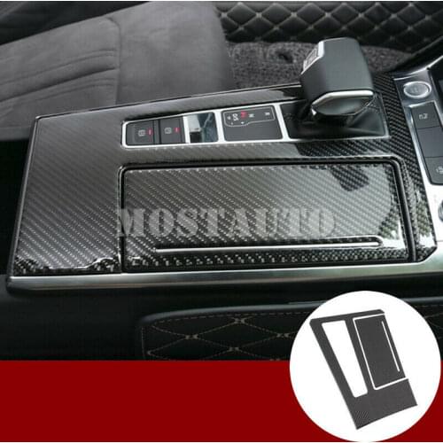 For Audi A6 S6 2019-2020 Carbon Fiber Console Gear Shift Box Frame Cover Trim Car Styling Accessories