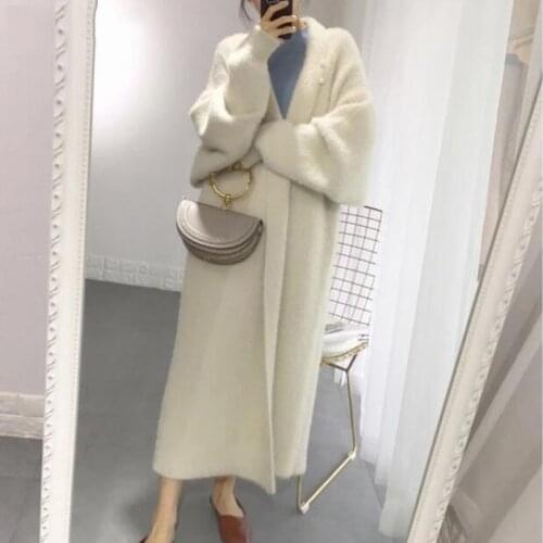 Knitted Cardigans Women Open Stitch Sweaters Autumn Winter Ladies Thick Warm Jacket Elegant Loose Oversized Midi Coat