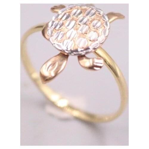 Au750 18K Multi-tone Gold Ring For Women Loving Turtle Real Gold Lucky Female Love Wedding Engagement Ring US 8