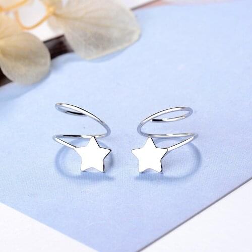 Korean Cute Minimalist top quality Five Star Wave Spring Earrings For Women Girl Party Gift Top Quality