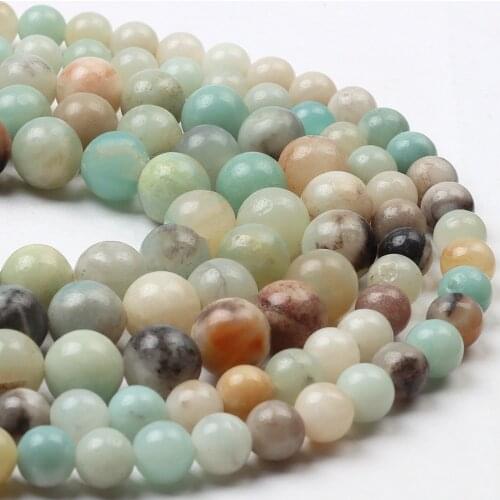Natural Gemstone Round Beads Loose Beads For Making DIY Bracelet Jewelry Amazonite Gemstone Stone Beads