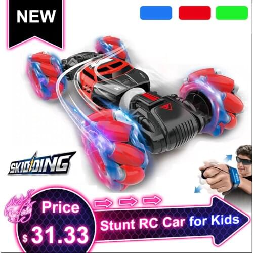 4WD RC Stunt Car Watch Gesture Sensor Control Deformable Electric RC Drift Car Transformer Car Toys for Kid Gift with LED Light