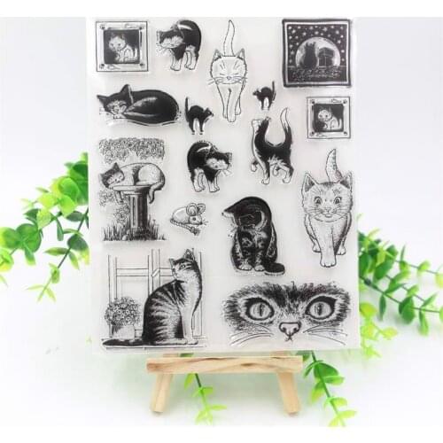 Lovely Cats Transparent Clear Silicone Stamps for DIY Scrapbooking/Card Making/Kids Fun Decoration Supply