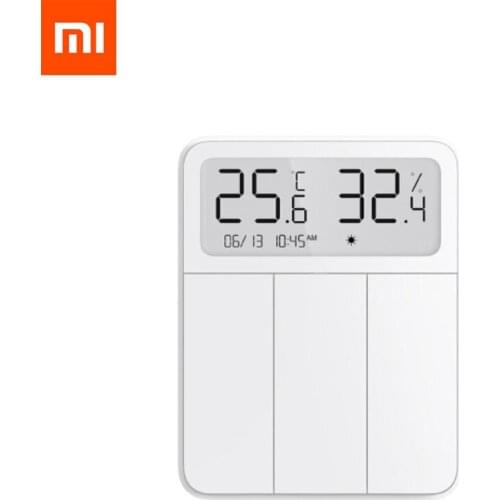Xiaomi Mijia Multifunction Switch Temperature Humidity Single Control Three Open Electric Lamp LCD Switch Work with Mi Home App