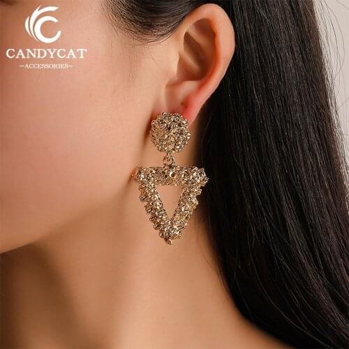 Fashion Drop Earrings For Women Trendy Gold Silver Color Earrings Simple Metal Geometric Hanging Earrings Jewelry Wholesale