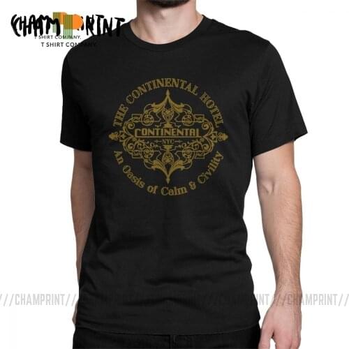 Unique The Continental Hotel John Wick Movie T-Shirts for Men Pure Cotton T Shirts Short Sleeve Tee Shirt New Arrival Clothing