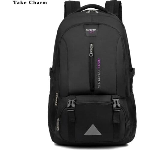 Mens Outdoor Sports Nylon Waterproof Backpack Leisure Large-capacity Hiking Bag Youth Sports Backpack Boy School Bag Black Male