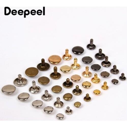 100set 6-12mmMetal Double Cap Rivet Stud Button Collision Nail Pike Rock Leathercraft Bag Belt Shoes Cloth Bracelet Decor Buckle