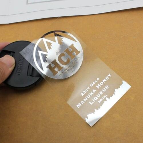 Customized gold logo sticker, silver logo label sticker or silver sticker printing with shining surface