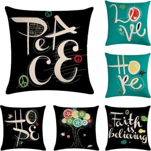 English Alphabet Letter Throw Pillow Covers 45x45cm Colorful Cushion Covers Love-Peace-Hope-Dream Home Decorative Pillowcase