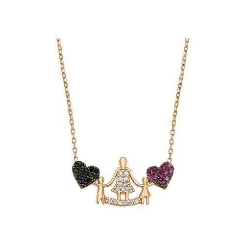 Nereze Mom Necklace Mother Child Necklace Women Silver Necklace